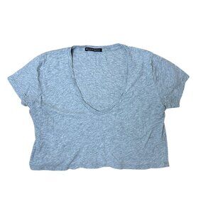 BRANDY MELVILLE Deep V Neck Cropped T SHirt Top One Size
